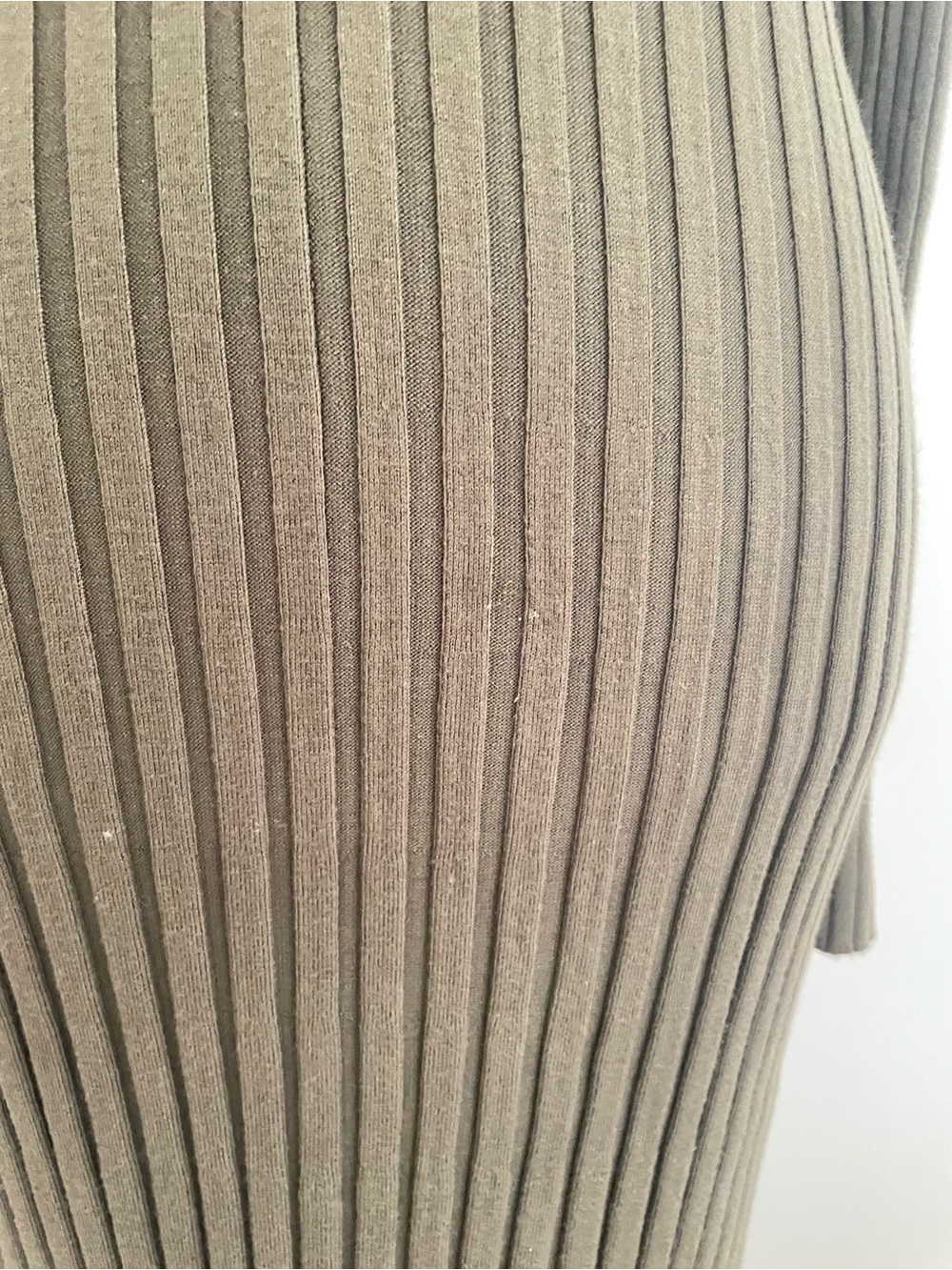 Quince Cotton Cashmere Ribbed Long Sleeve Crew Midi Dress in Olive Size Small - Picture 7 of 9